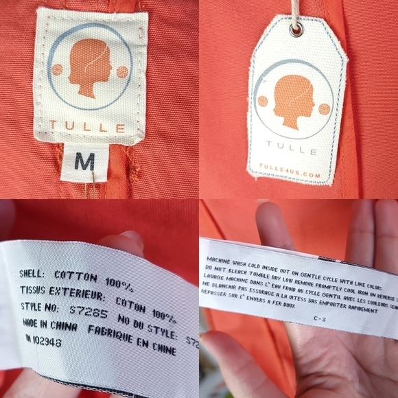 Tulle Retro Mod Peter Pan Collar Lightweight Cotton Canvas Long Jacket Coral - Picture 14 of 16